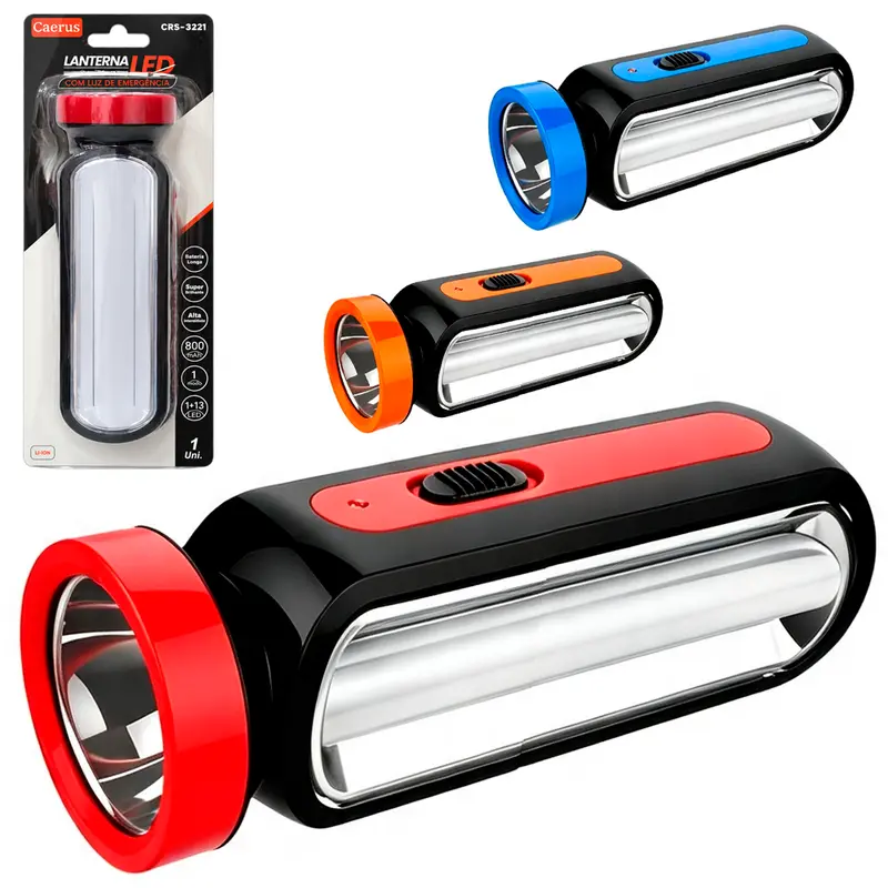 LANTERNA RECARREGAVEL BIVOLT COM 14 LEDS COM LUZ DE EMERGENCIA