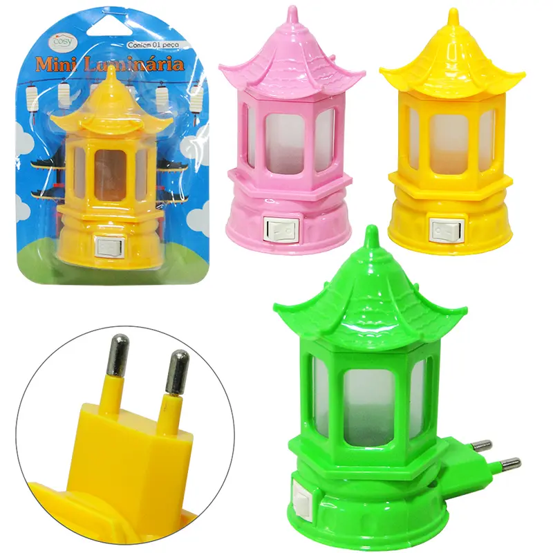 ABAJUR LUMINARIA DE TOMADA DE LED TEMPLO COLORS BIVOLT NA CARTELA