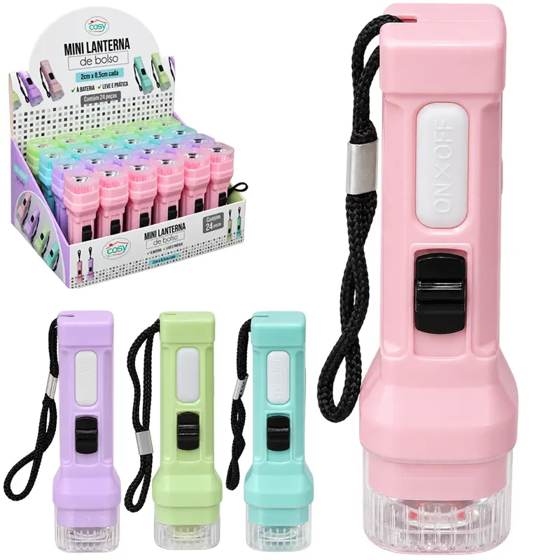 LANTERNA DE PLASTICO COM 1 LED A BATERIA 8,5X2CM DP PLAY