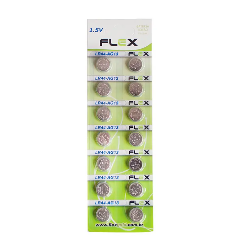 BATERIA LR44/AG13 ALCALINA BOTAO 1,5V FLEX GOLD COM 14 PECAS NA CARTELA
