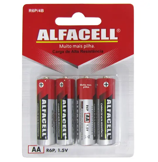 PILHA AA PEQUENA 1,5V COM 4 PECAS NA CARTELA