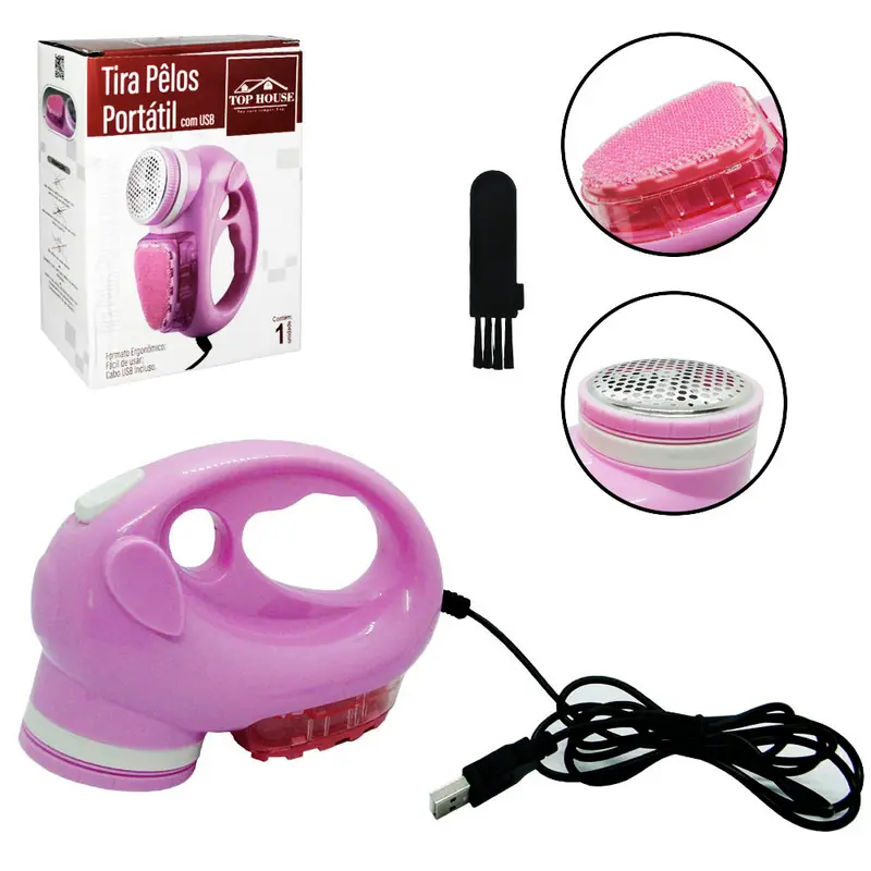 PAPA BOLINHA PORTATIL COM DEPOSITO + ESCOVA E CABO USB 130CM NA CAIXA