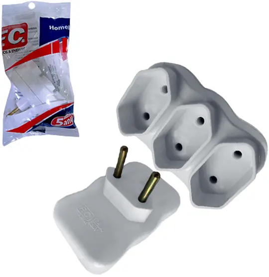PINO ADAPTADOR DE TOMADA 3 VIA FRONTAL BRANCO HOMELINK