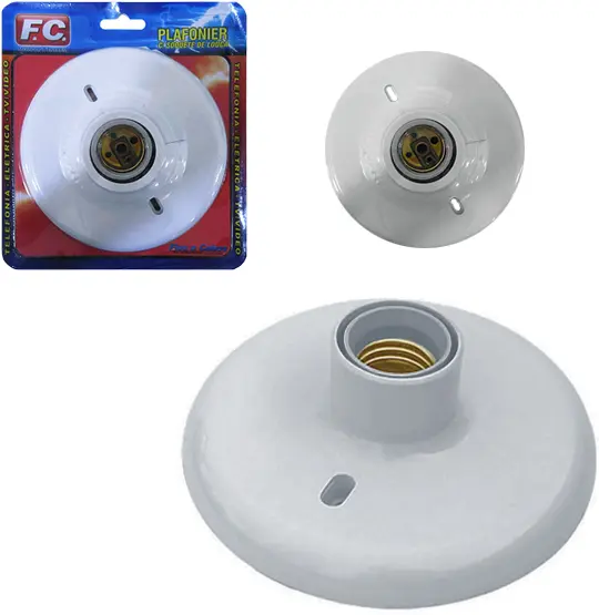 PLAFONIER BRANCO COM SOQUETE DE LOUCA 15CM DE Ø