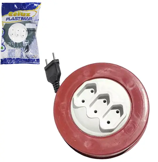 EXTENSAO 3M COM 3 TOMADAS BIPOLAR BIVOLT REDONDA PRATICA CABO PP