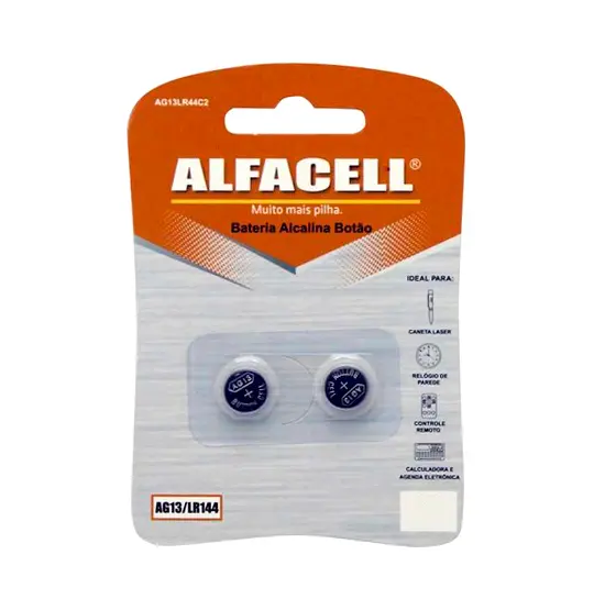 BATERIA AG13/LR144 ALCALINA BOTAO 1,5V COM 2 PECAS