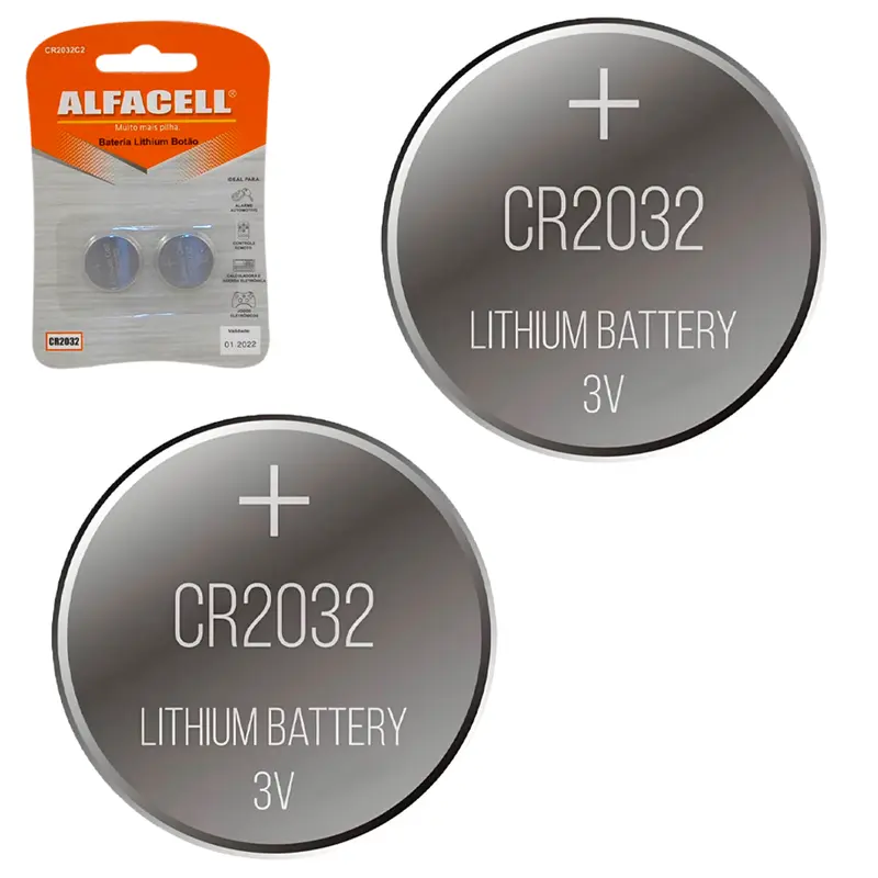 BATERIA CR2032 DE LITHIUM BOTAO 3V COM 2 PECAS NA CARTELA