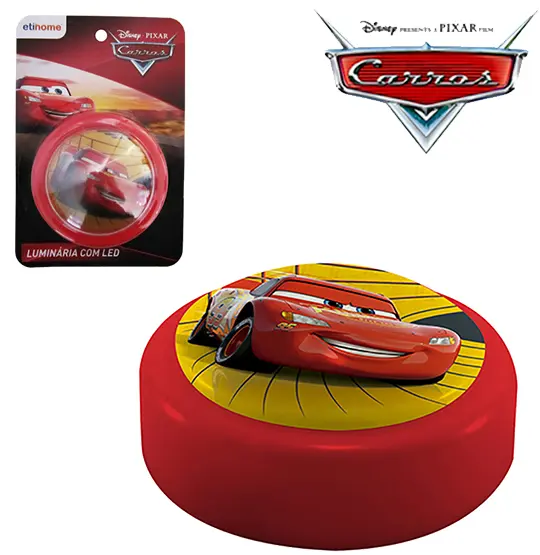 ABAJUR LUMINARIA DE TOQUE INFANTIL DE LED A PILHA CARROS NA CARTELA