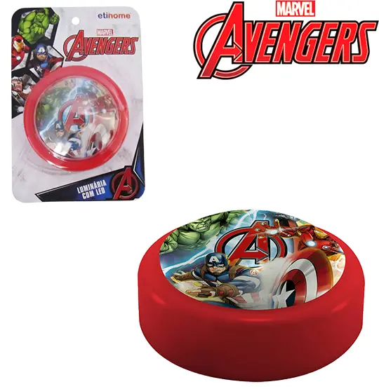 ABAJUR / LUMINARIA DE TOQUE INFANTIL DE LED A PILHA VINGADORES/AVENGERS