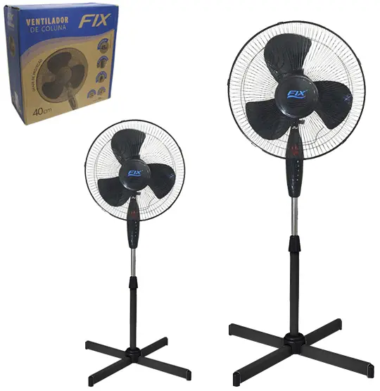 VENTILADOR DE PEDESTAL COM 2 PECAS 3 VELOCIDADES PRETO 40CM 45W 127V