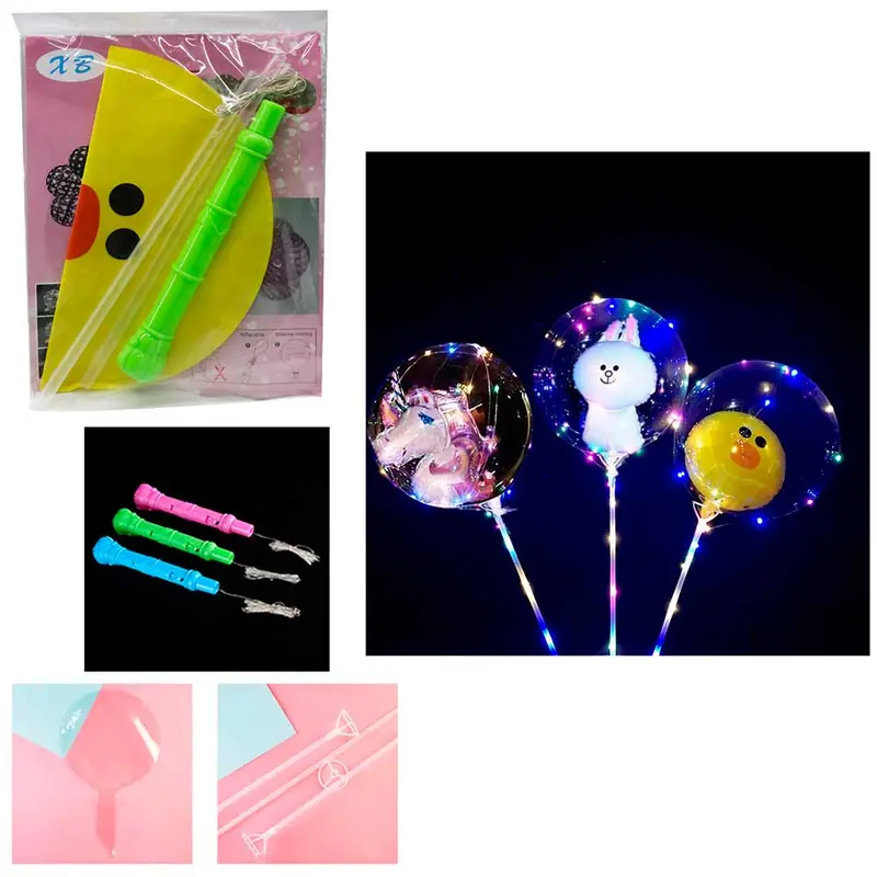 BALAO / BEXIGA BICHINHOS COM BASTAO + MICRO LED A PILHA