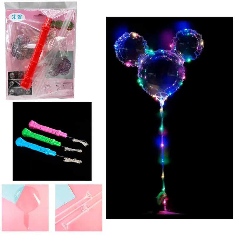 BALAO / BEXIGA MOUSE COM BASTAO + MICRO LED A PILHA