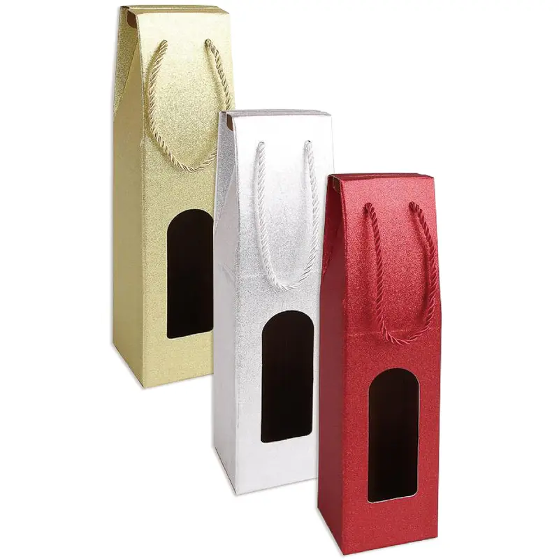 BOLSA SACOLA DE PAPEL JANELA PARA GARRAFA DE VINHO 38X8,5CM