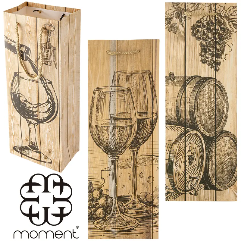 BOLSA SACOLA DE PAPEL PARA GARRAFA DE VINHO 36X12,7X8,1CM