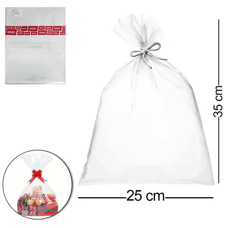SACO DE PRESENTE TRANSPARENTE COM 50 PECAS 25X35CM