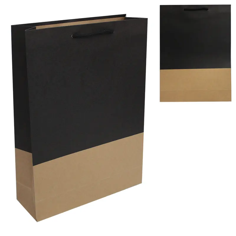 BOLSA SACOLA DE PAPEL PARA PRESENTE KRAFT MARROM BICOLOR 33X24X8CM