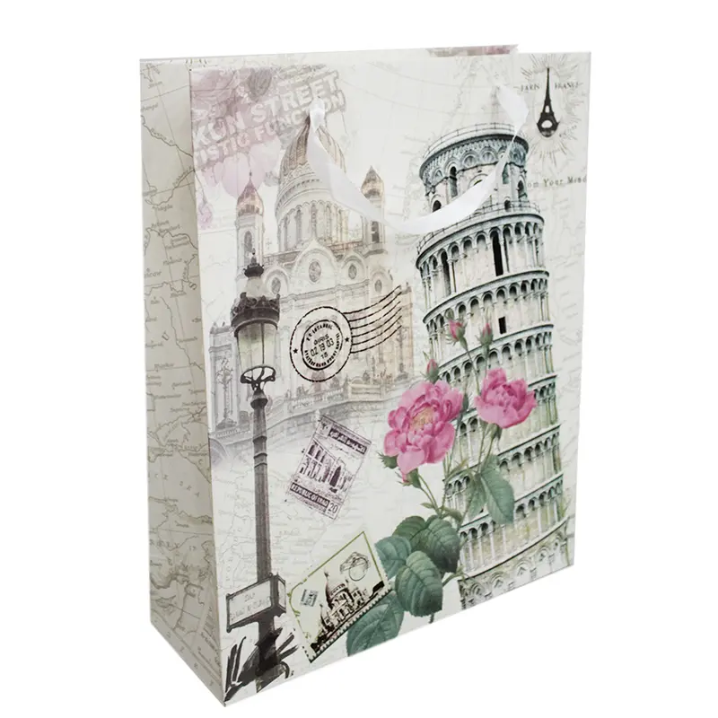 BOLSA SACOLA DE PAPEL PARA PRESENTE LUXO ESTAMPAS SORTIDAS 38X30X11CM