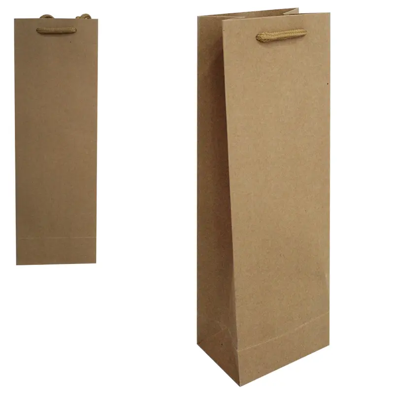 BOLSA SACOLA DE PAPEL KRAFT PARA GARRAFA DE VINHO MARROM 36X12X8,5CM