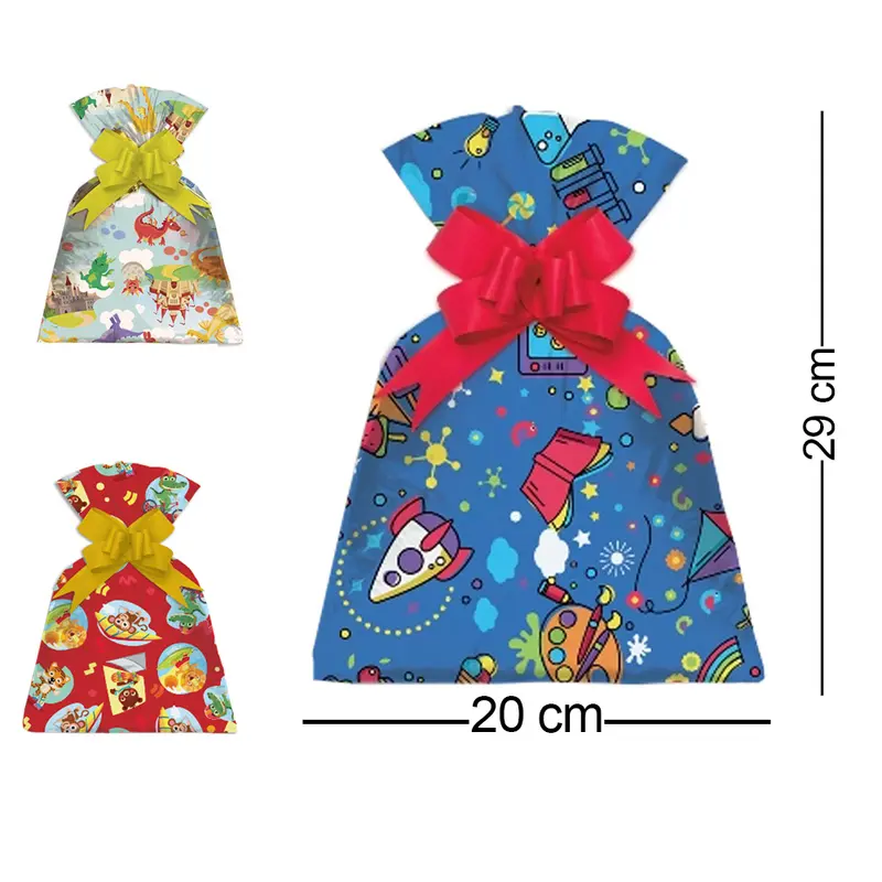SACO DE PRESENTE INFANTIL MASCULINO COM 50 PECAS 20X29CM