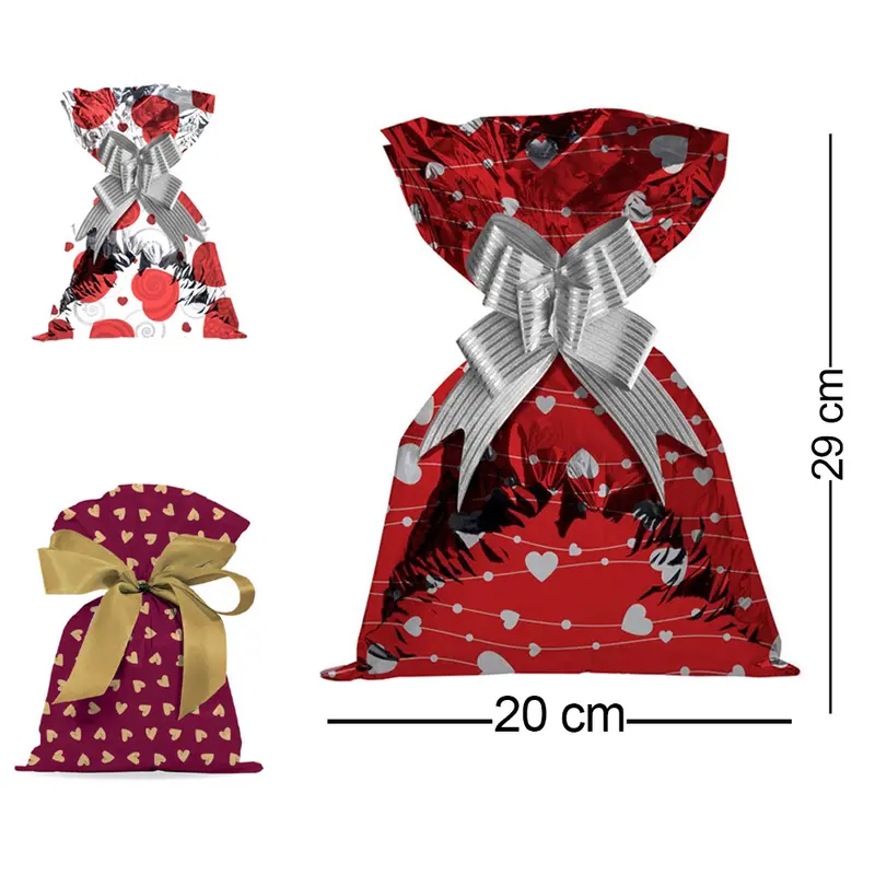 SACO DE PRESENTE ROMANTICO COM 50 PECAS 20X29CM