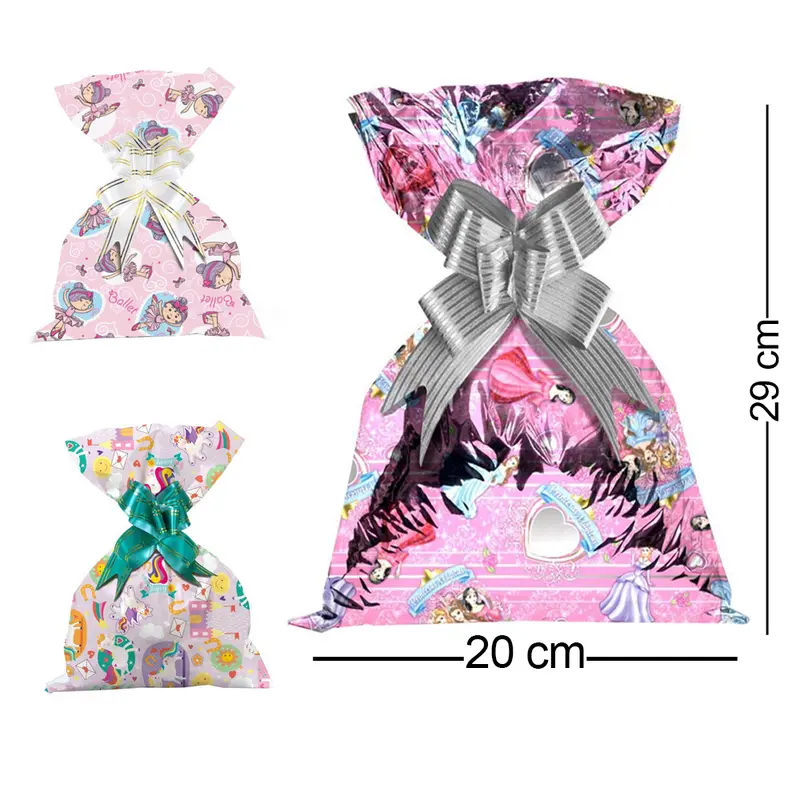 SACO DE PRESENTE INFANTIL FEMININO COM 50 PECAS 20X29CM