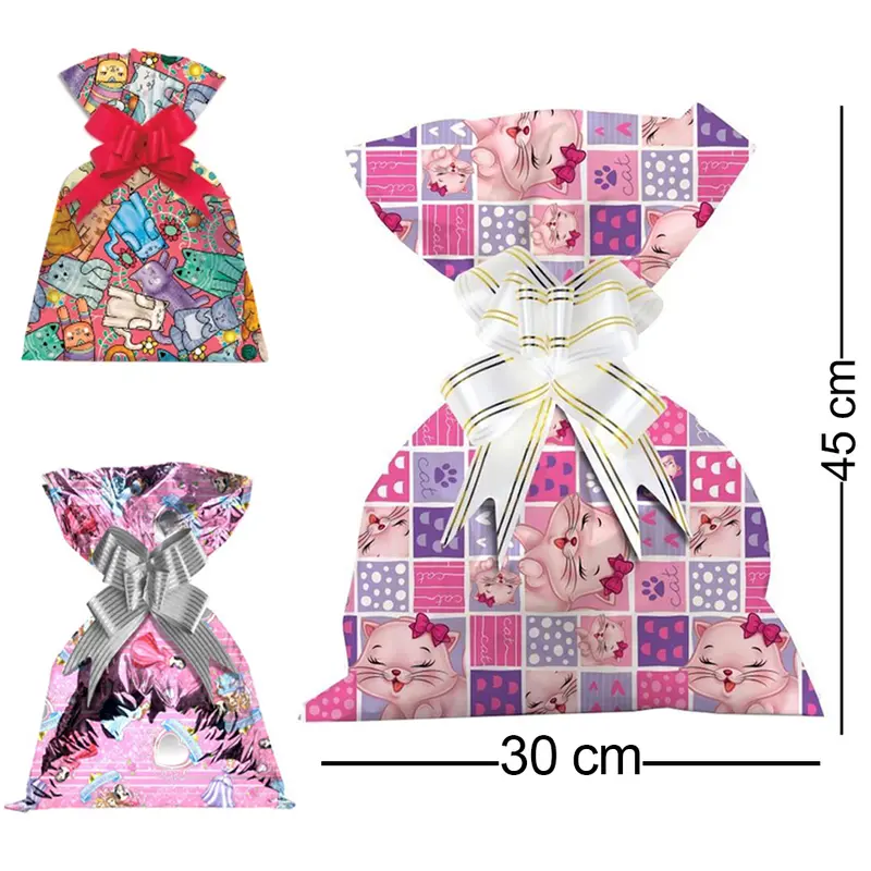 SACO DE PRESENTE INFANTIL FEMININO COM 50 PECAS 30X45CM