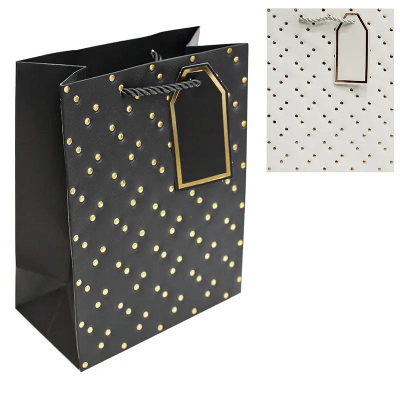 BOLSA SACOLA DE PAPEL PARA PRESENTE LUXO BOLINHAS 23X18X10CM