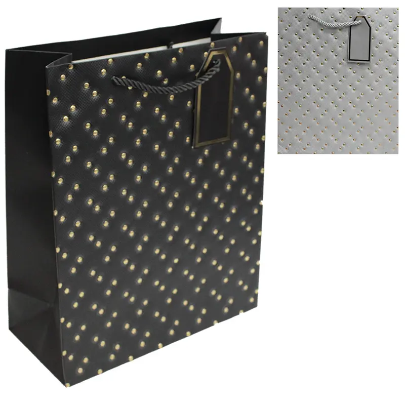 BOLSA SACOLA DE PAPEL PARA PRESENTE LUXO BOLINHAS 32X26X12CM