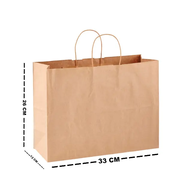 BOLSA SACOLA DE PAPEL PARA PRESENTE KRAFT MARROM 31X25X11,5CM