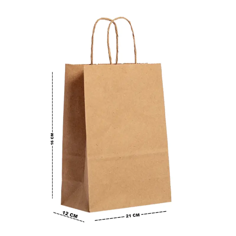 BOLSA SACOLA DE PAPEL PARA PRESENTE KRAFT MARROM 21X16X8CM