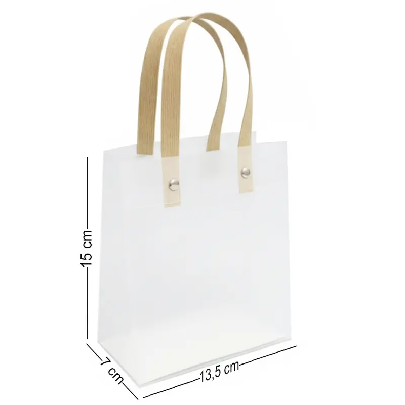 BOLSA SACOLA DE PLASTICO PARA PRESENTE TRANSPARENTE 15X13,5X7CM