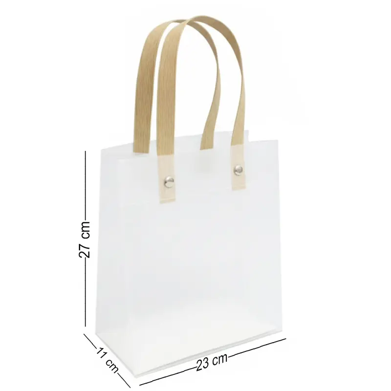 BOLSA SACOLA DE PLASTICO PARA PRESENTE TRANSPARENTE 27X23X11CM