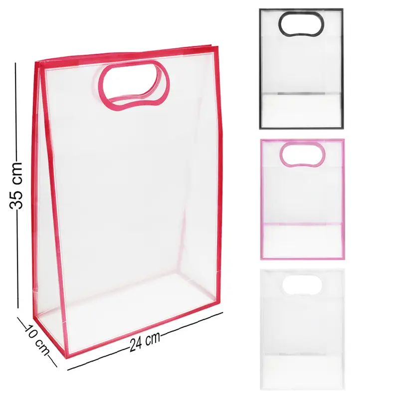 BOLSA SACOLA DE PLASTICO PARA PRESENTE TRANSPARENTE 35X24X10CM