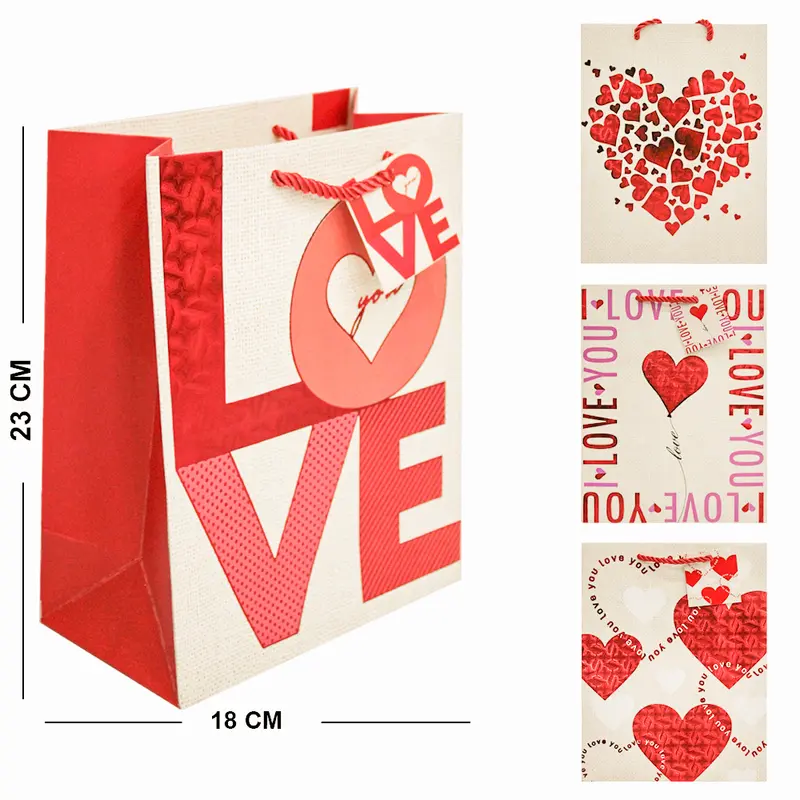 BOLSA SACOLA DE PAPEL PARA PRESENTE LUXO LOVE 23X18X10CM