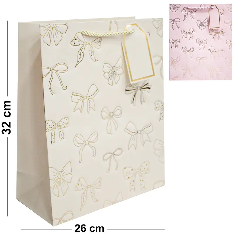 BOLSA SACOLA DE PAPEL PARA PRESENTE LUXO LACO M 32X26X12CM