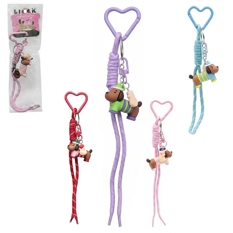 CHAVEIRO EMBORRACHADO DE PVC CACHORRO COM MOSQUETAO + CORDAO