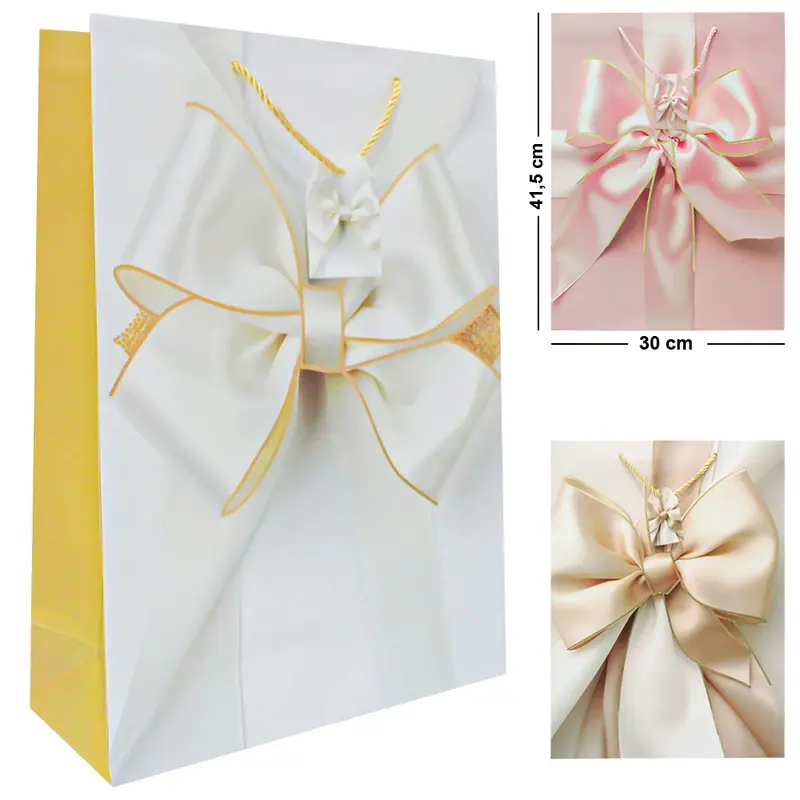 BOLSA SACOLA DE PAPEL PARA PRESENTE LUXO LACO G 41,5X30X12CM