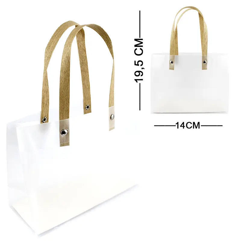 BOLSA SACOLA DE PLASTICO PARA PRESENTE TRANSPARENTE 19,5X14,5X8,5CM