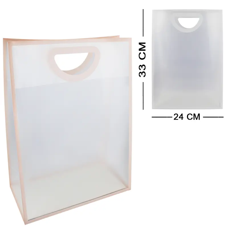 BOLSA SACOLA DE PLASTICO PARA PRESENTE TRANSPARENTE 33X24X12,5CM