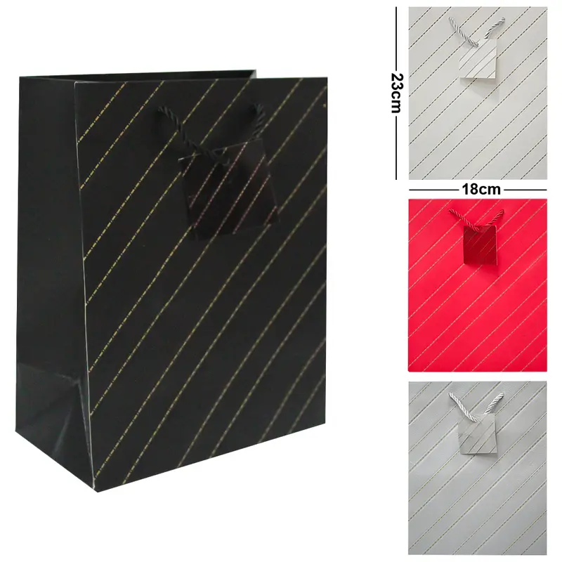 BOLSA SACOLA DE PAPEL PARA PRESENTE LUXO LINHAS P 23X18X10CM