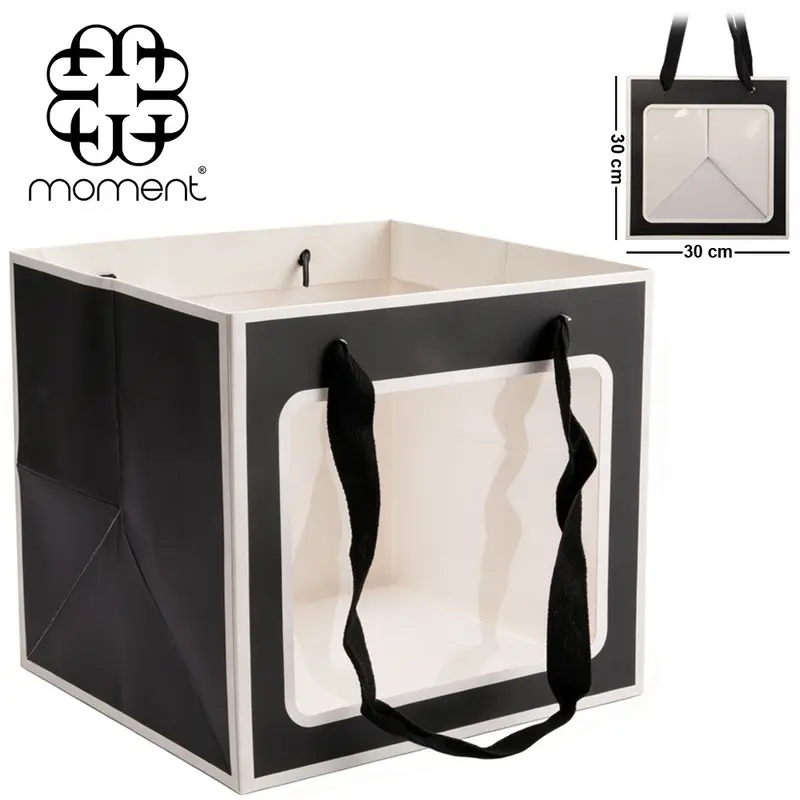 BOLSA SACOLA DE PAPEL PARA PRESENTE LUXO COM VISOR G 30X30X30CM