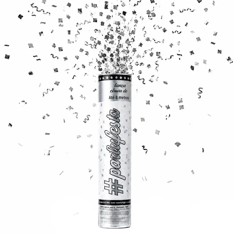LANCA CONFETE PRATA LAMINADO 30X5CM DE Ø