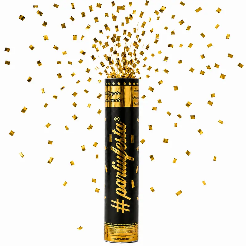 LANCA CONFETE DOURADO METALIZADO 30X5CM DE Ø