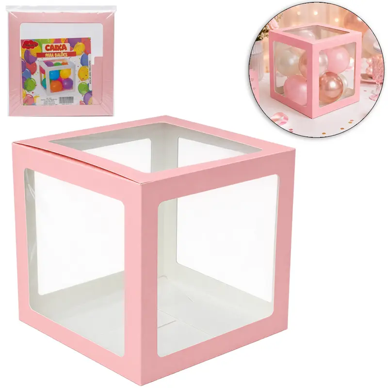 CAIXA CUBO DE PAPEL PARA PRESENTE BALOES 30CM
