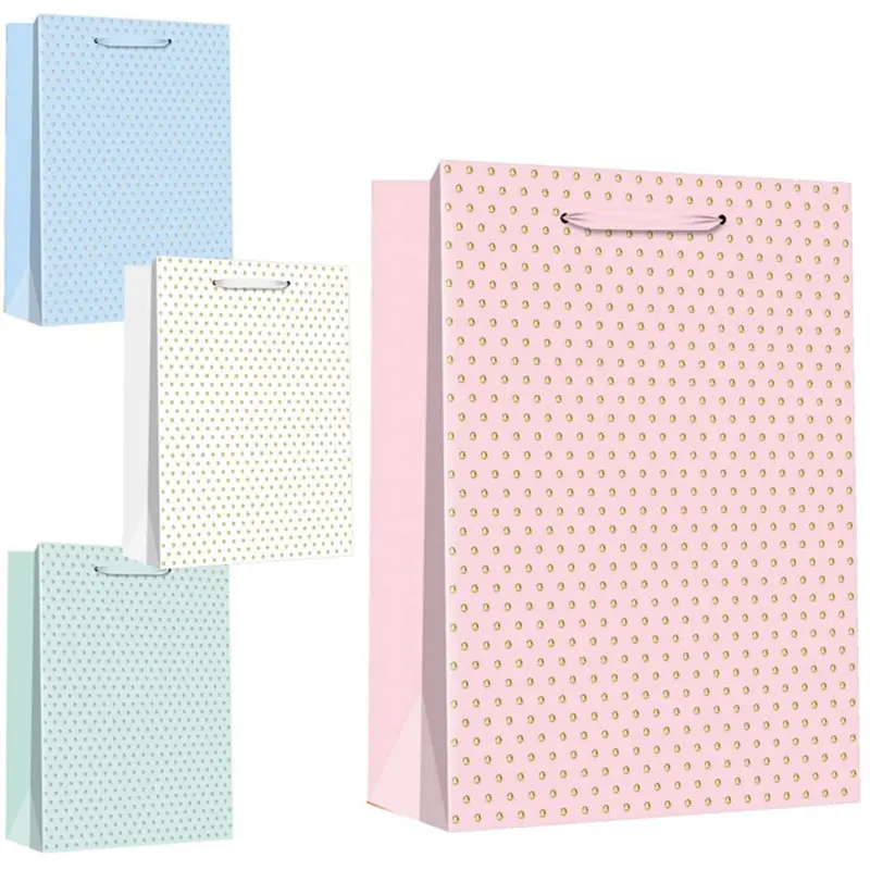 BOLSA SACOLA DE PAPEL PARA PRESENTE BOLINHAS METALIZADO COLORS 23X19,5X8CM