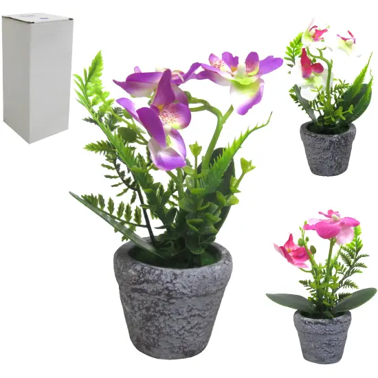 FLOR PERMANENTE COM VASO DE PLASTICO REDONDO COLORS 21X8CM DE Ø VCF