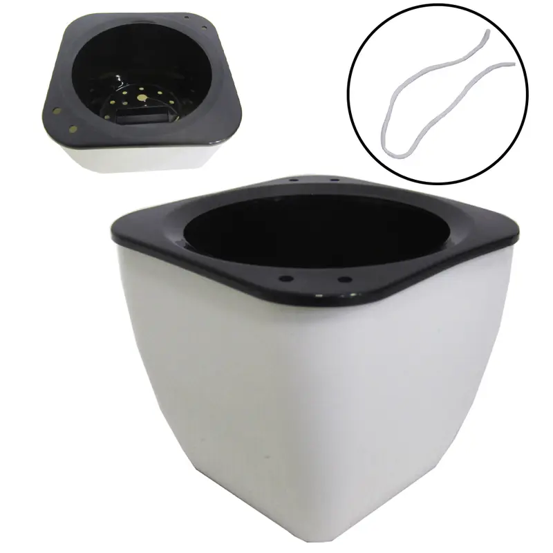 VASO QUADRADO AUTO IRRIGAVEL BRANCO COM CORDAO 9,5X8,5CM DE PLASTICO