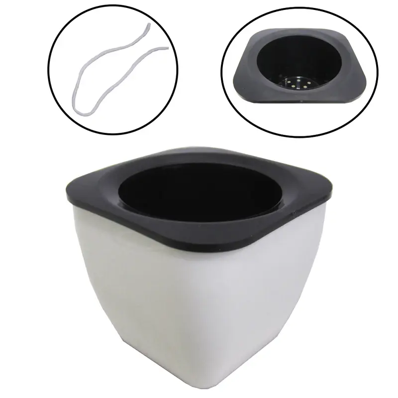 VASO QUADRADO AUTO IRRIGAVEL BRANCO COM CORDAO 8,5X7,5CM DE PLASTICO