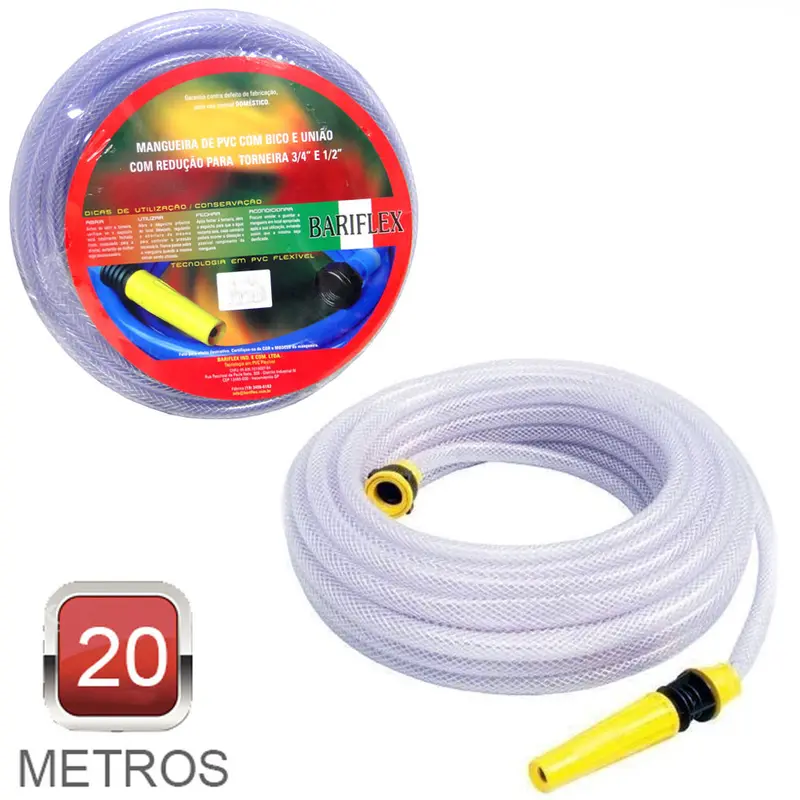 MANGUEIRA COM ESGUICHO PARA JARDIM FLEXIVEL TRANCADA CRISTAL 20M