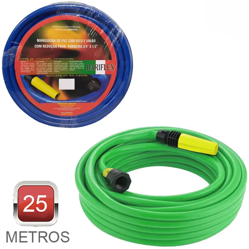 MANGUEIRA COM ESGUICHO PARA JARDIM FLEXIVEL LISA AZUL/VERDE 25M